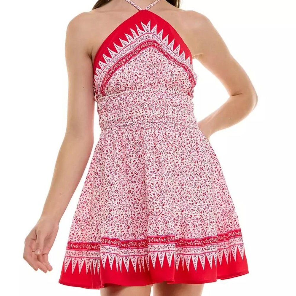 TRIXXI Smock-Waist Halter Mini-Dress